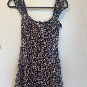 Floral Black and Purple Women's Dress